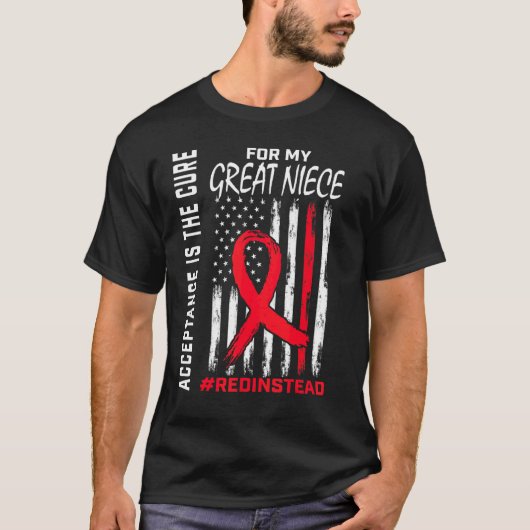 受け入れ赤の代わりに自閉症の素晴らしニー Tシャツ (正面)