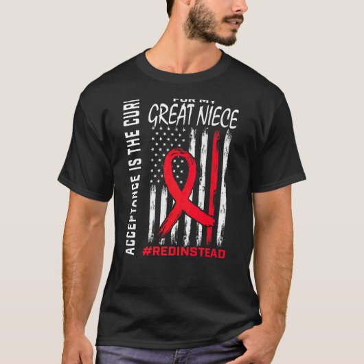 受け入れ赤の代わりに自閉症の素晴らしニー Tシャツ (正面)