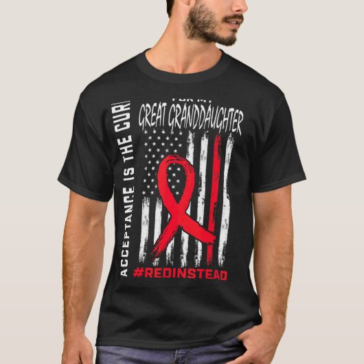 受け入れ赤の代わりに自閉症グ素晴らしラ Tシャツ (正面)