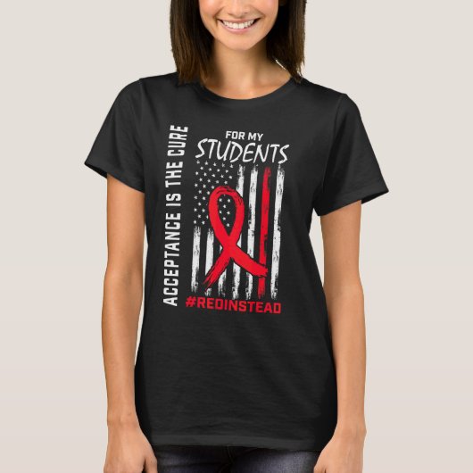 受け入れRedinstead I衣服レッド代わりに自閉症Te Tシャツ (正面)