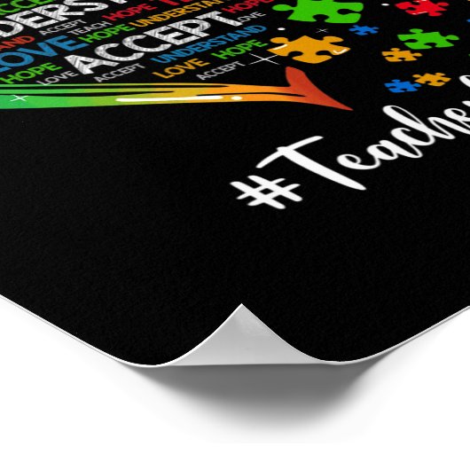 受け教え入れ愛を理解する先生ハート自閉症 ポスター (角)