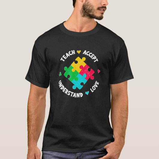 受け教え入れ愛先生自閉症アワーン Tシャツ (正面)