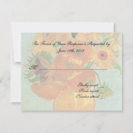 受け結婚入れカード、ヴァンゴッホひまわり花 出欠カード