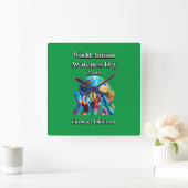 受け違う入れ。世界自閉症啓発デー。 スクエア壁時計 (ホーム)