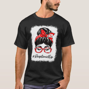 受付の漂白Messy Bun感謝の日F Tシャツ