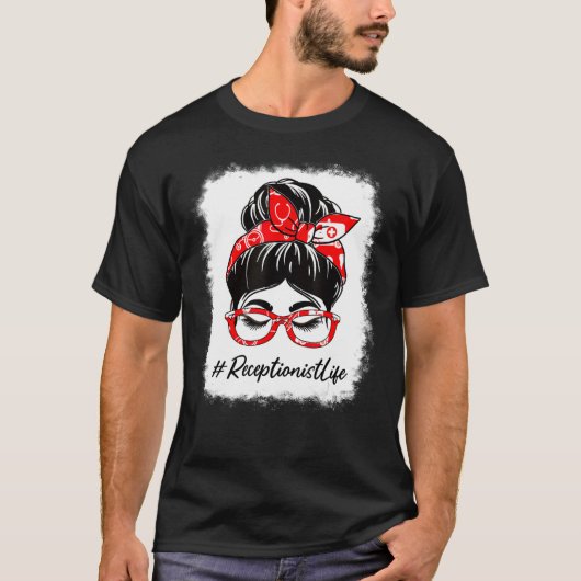 受付の漂白Messy Bun感謝の日F Tシャツ (正面)