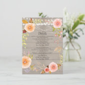受付の詳細 ラスティック ツインクル ライト フローラル ウッド 招待状 (スタンド正面)