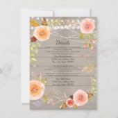 受付の詳細 ラスティック ツインクル ライト フローラル ウッド 招待状 (正面)