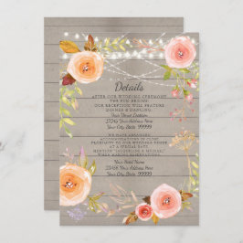 受付の詳細 ラスティック ツインクル ライト フローラル ウッド 招待状