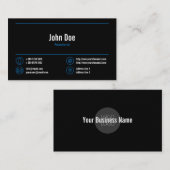 受付エレガント係ロゴ青線アイコン黒 名刺 (正面/裏面)