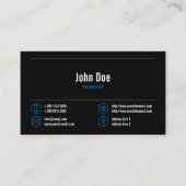 受付エレガント係ロゴ青線アイコン黒 名刺 (正面)