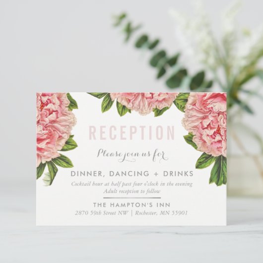 受付カード おしゃれなピンクの牡丹の花 招待状 (スタンド正面)