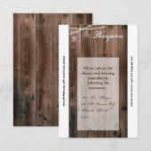 受付カード 3.5x7 メイソンジャー ストリングライト バーン 招待状 (正面/裏面)