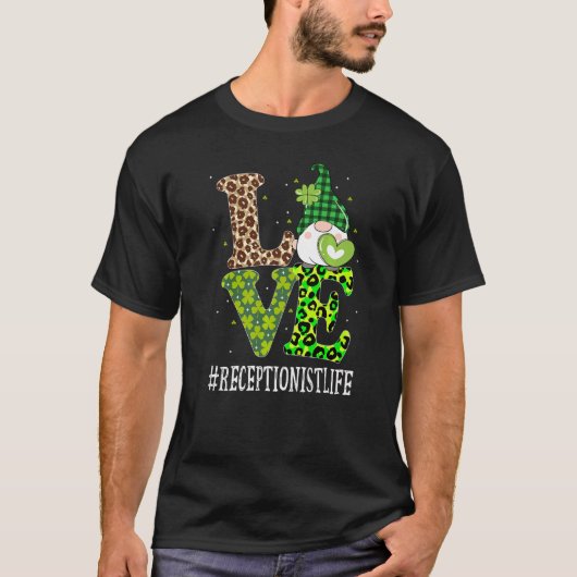 受付嬢ラブSt patricks day格言レオパードWO Tシャツ (正面)