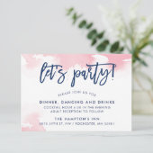 受付 かわいい 手書き ネイビー ピンク 水彩 招待状 (スタンド正面)