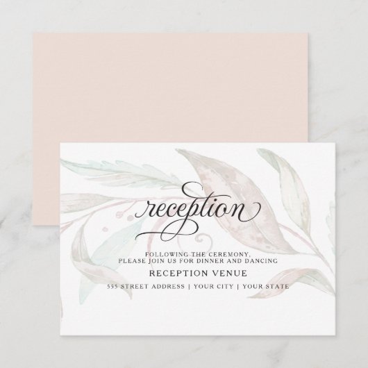 受付 | パステル 水彩のふわりとした葉 招待状 (正面/裏面)