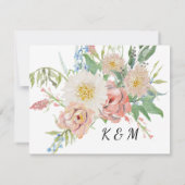受付 水彩画 パステル ピンクと白の花 出欠カード (裏面)