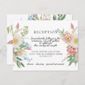 受付 水彩画 パステル ピンクと白の花 出欠カード (正面/裏面)