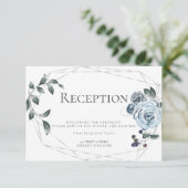 受付 | 水彩 ダスティーブルー 花 銀 エンクロージャーカード (スタンド正面)