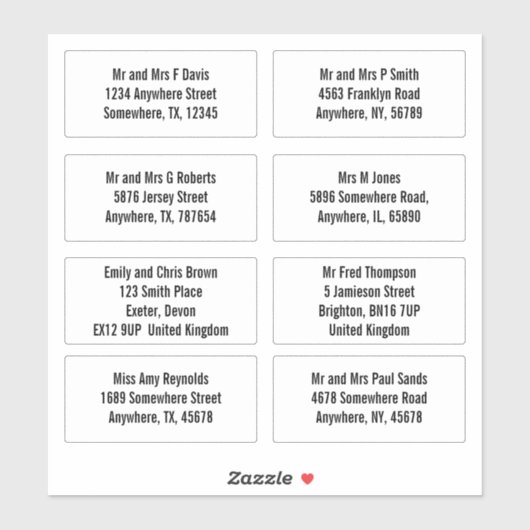 受信者の名前とアドレス・シート シール (シート)