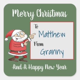 受信者名を指す漫画のサンタクロース スクエアシール