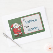 受信者名を指す漫画のサンタクロース 長方形シール (封筒)