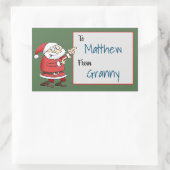 受信者名を指す漫画のサンタクロース 長方形シール (バッグ)