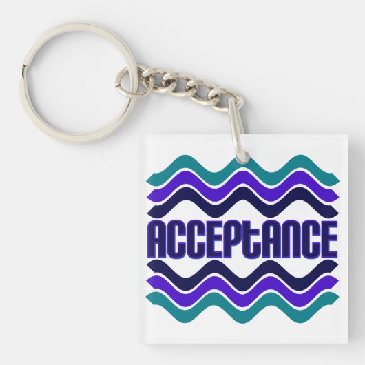 受入れ引用文(ブルーグリーンパープルグラフィック) キーホルダー (正面)