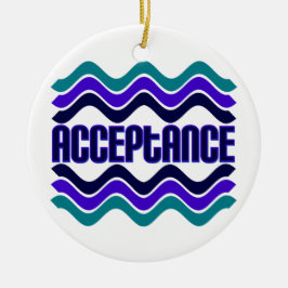 受入れ引用文（ブルーグリーンパープルグラフィック） セラミックオーナメント