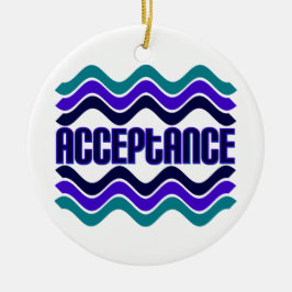 受入れ引用文（ブルーグリーンパープルグラフィック） セラミックオーナメント