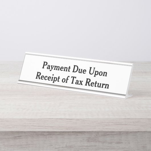 受入時支払税申告書白 デスクネームプレート (正面)