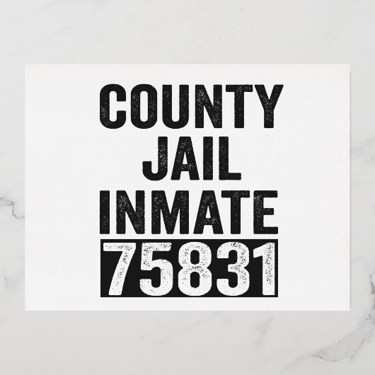 受刑者75831 面白いハロウィン 刑務所 箔招待状ポストカード (正面)