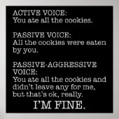 受動攻撃的な声おもしろい皮肉引用文 ポスター (正面)