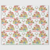 受取人の名前クリスマスの水の色ギフト ラッピングペーパー (フラット)