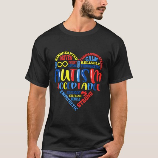 受理自閉症啓発月支援パズルP Tシャツ (正面)
