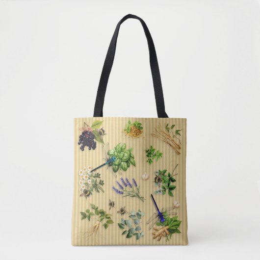 受益者がハーブ園を訪れる トートバッグ (正面)