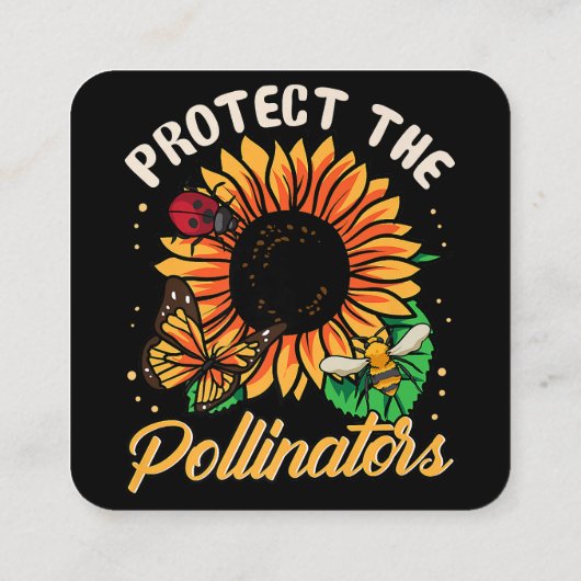 受粉保護者の蜂は可愛い日暮れ スクエア名刺 (裏面)