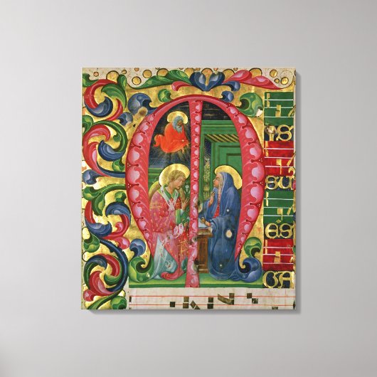 受胎告知を描いた歴史イニシャル「M」 キャンバスプリント (正面)