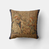 受胎告知アンティーク金ゴールドブルー刺繍 クッション (裏面)