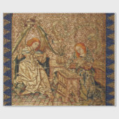 受胎告知アンティーク金ゴールドブルー刺繍 ラッピングペーパー (フラット)