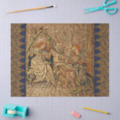 受胎告知アンティーク金ゴールドブルー刺繍 薄葉紙 (クラフト)