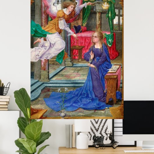 受胎告知エンジェルとメアリー中世の宗教美術 ポスター (ホームオフィス)