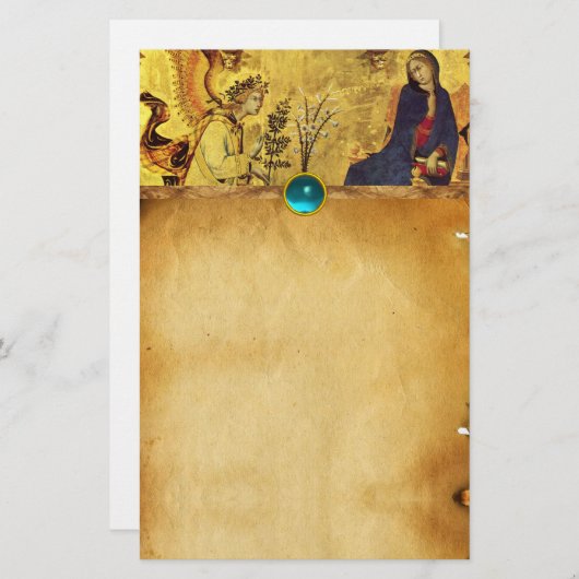 受胎告知エンジェルとヴァージンパーチメントブルージェム 便箋 (正面/裏面)