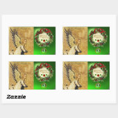 受胎告知エンジェルモノグラム、グリーンエメラルド 長方形シール (シート)