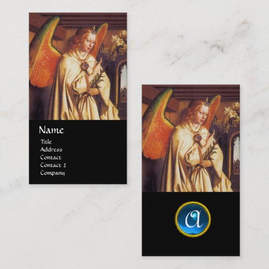 受胎告知エンジェルモノグラム、ブルーサファイアジェムストーン 名刺 (正面/裏面)