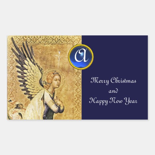 受胎告知エンジェルモノグラム、ブルーサファイア 長方形シール (正面)