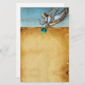 受胎告知エンジェル飛んでいるパーチメントブルーサファイア 便箋 (正面/裏面)