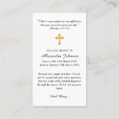 受胎告知ヘイルメリー葬儀記念祈りの言葉 名刺 (裏面)