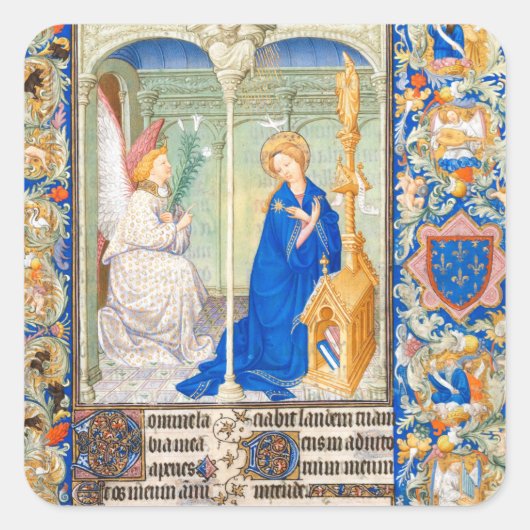 受胎告知ヴァージンメアリー中世イルミネーション スクエアシール (正面)