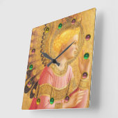 受胎告知天使イン金ゴールドピンクカラフル宝石 スクエア壁時計 (傾斜)